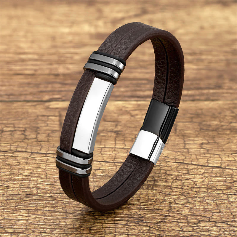 Balance Leather Titanium Steel Bracelet | Healing Sounds