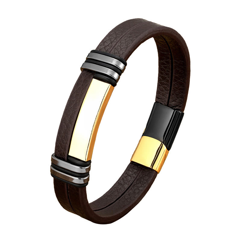 Balance Leather Titanium Steel Bracelet | Healing Sounds