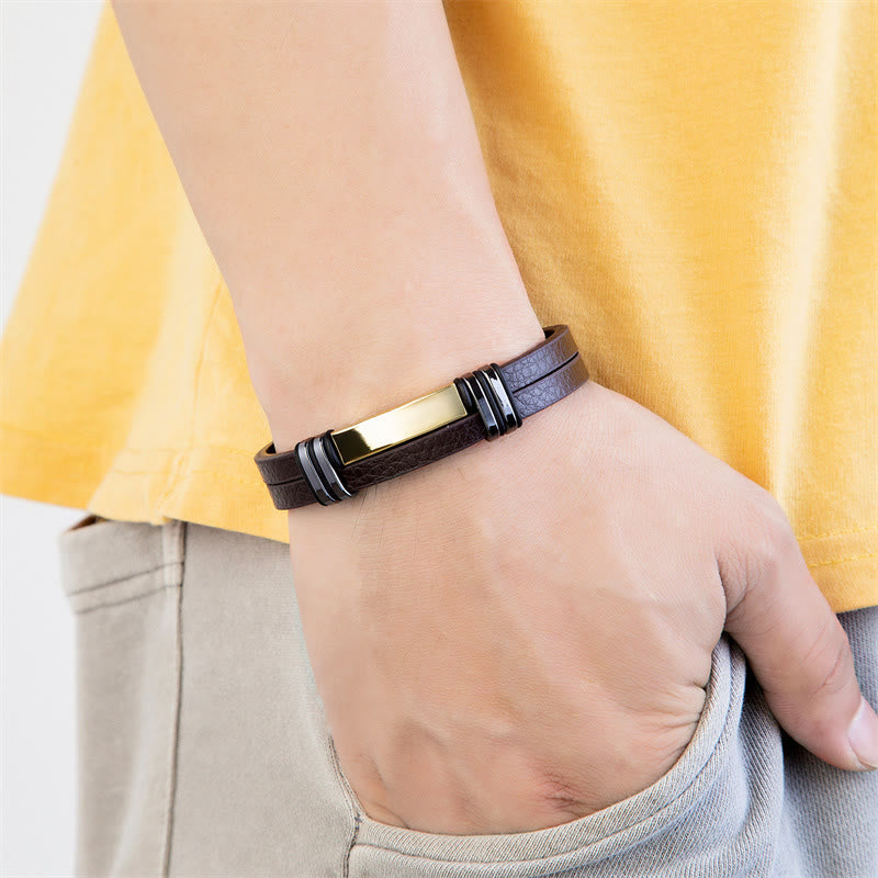 Balance Leather Titanium Steel Bracelet | Healing Sounds