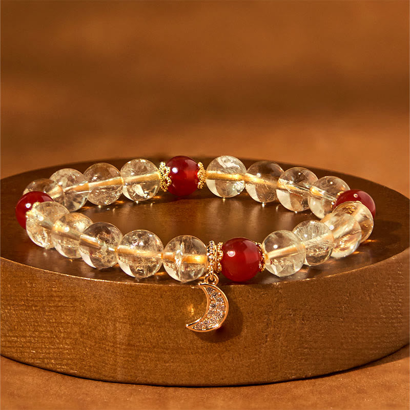 8mm Citrine Red Agate Spiritual Prosperity Bracelet Unisex