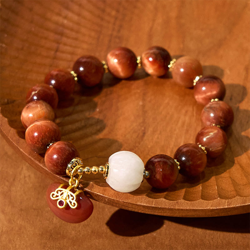 8mm Red Tiger Eye Pumpkin Calm Bracelet