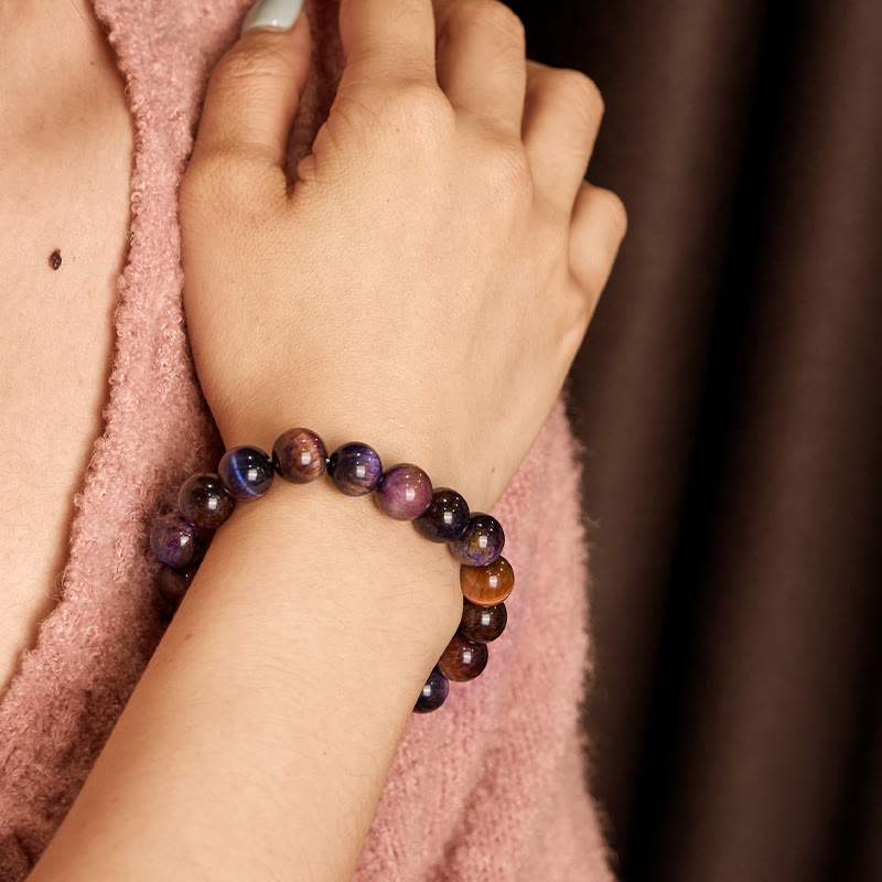 8mm Natural Tiger Eye Protection Strength Bracelet