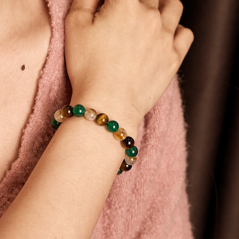 8mm Tiger Eye Green Agate Citrine Protection Bracelet