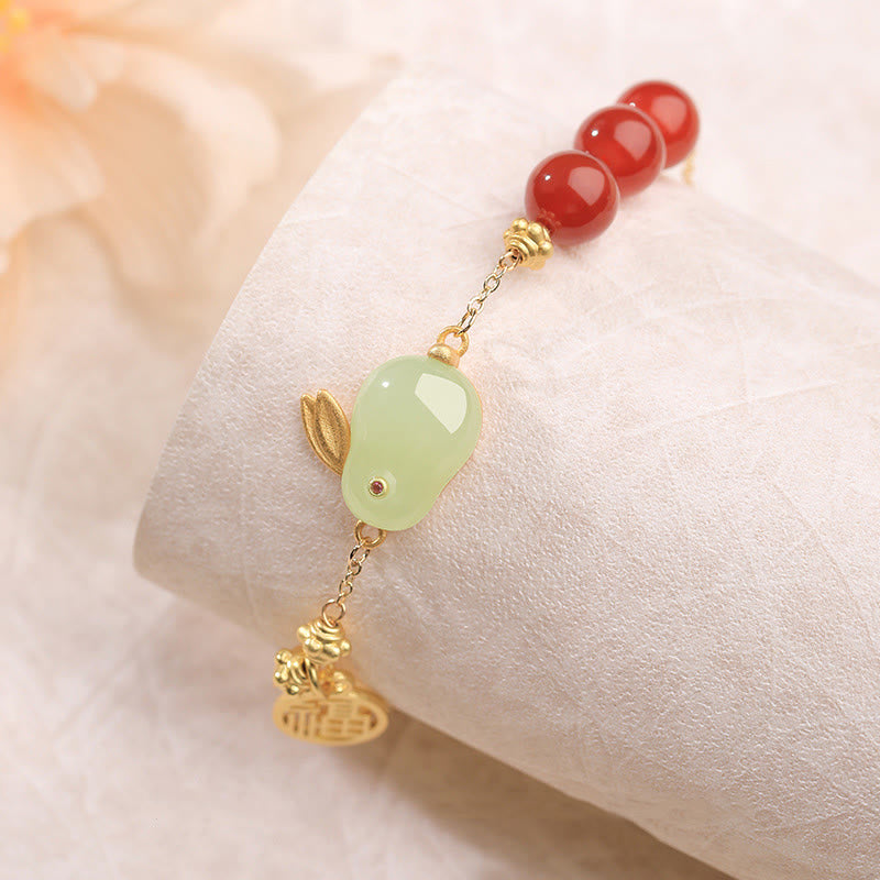 15cm Red Agate Jade Rabbit Luck Buckle Bracelet