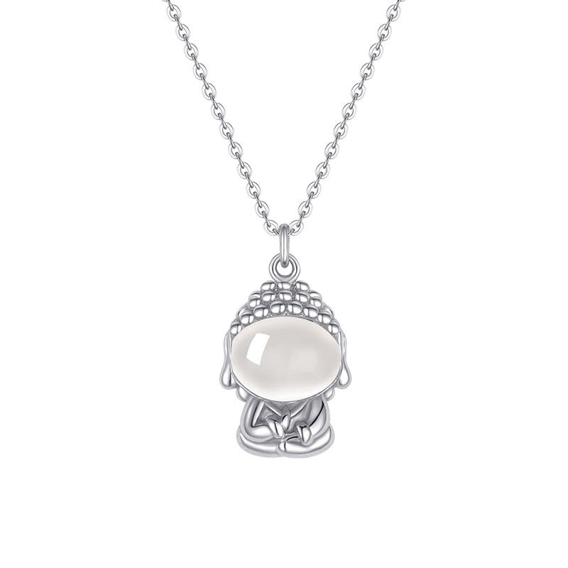 925 Silver Chalcedony Buddha Pendant Necklace