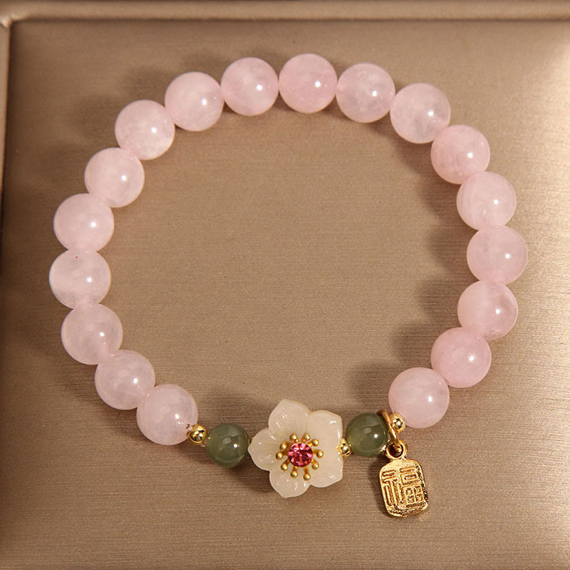 8mm Rose Quartz Peach Blossom Fu Character Relationship Bracelet