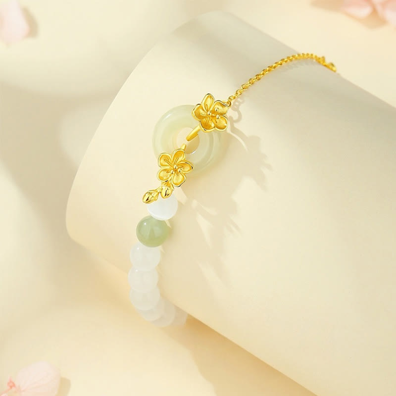 Hetian Jade Peach Blossom Luck Bracelet