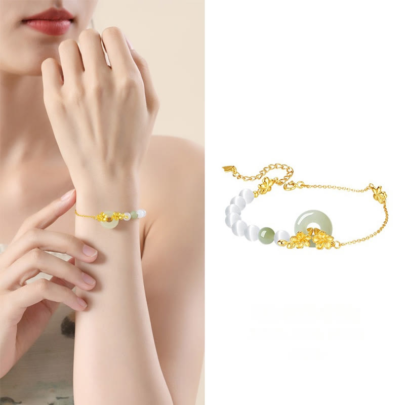 Hetian Jade Peach Blossom Luck Bracelet