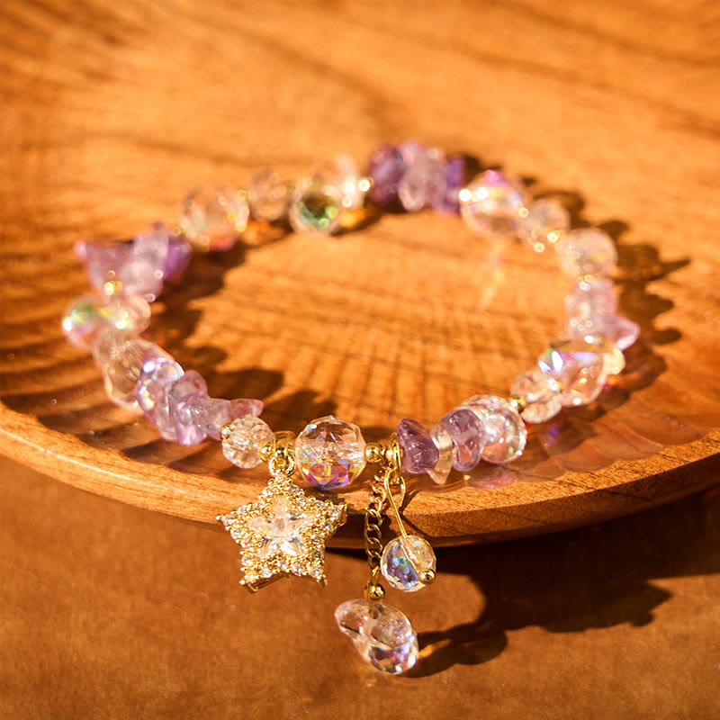 8mm Amethyst Crystal Star Bracelet for Positive Transformation