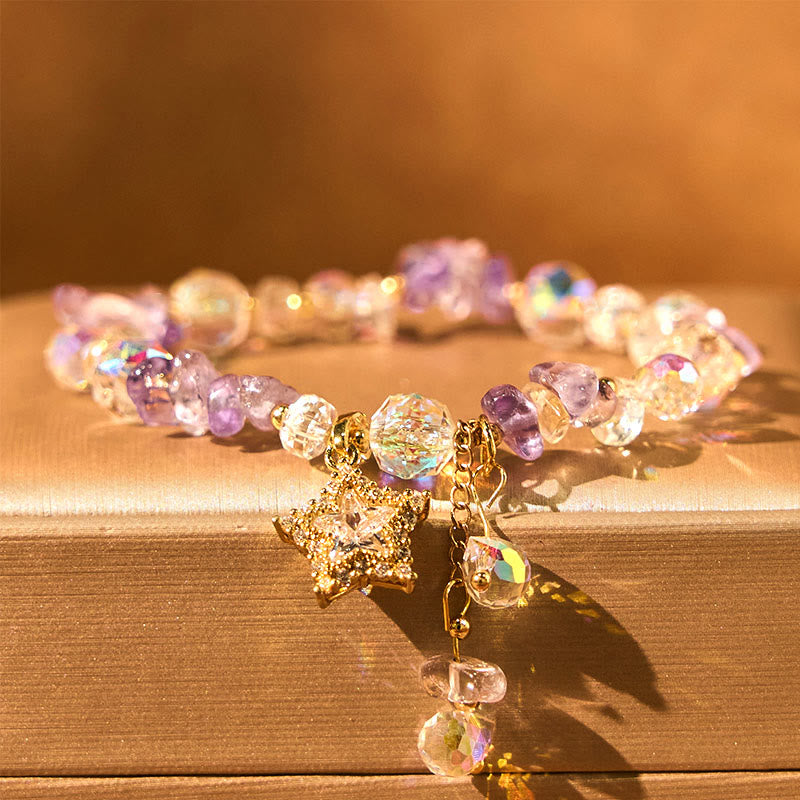 8mm Amethyst Crystal Star Bracelet for Positive Transformation