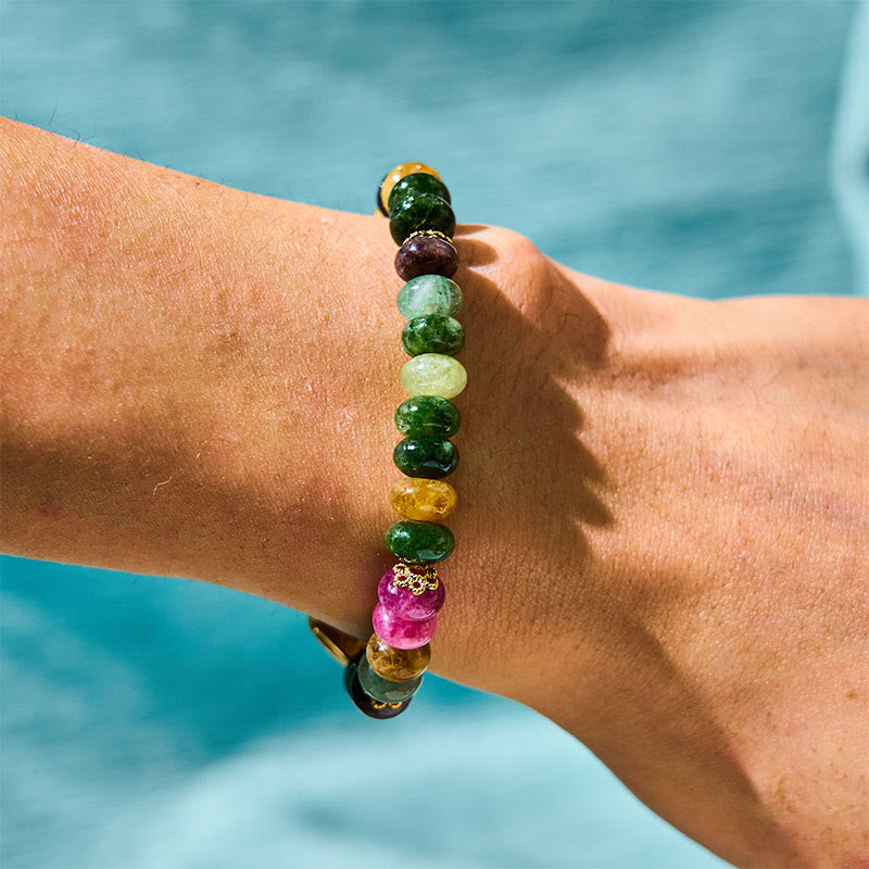 Unisex Tourmaline Jade Safe & Well Love Bracelet 14-16cm