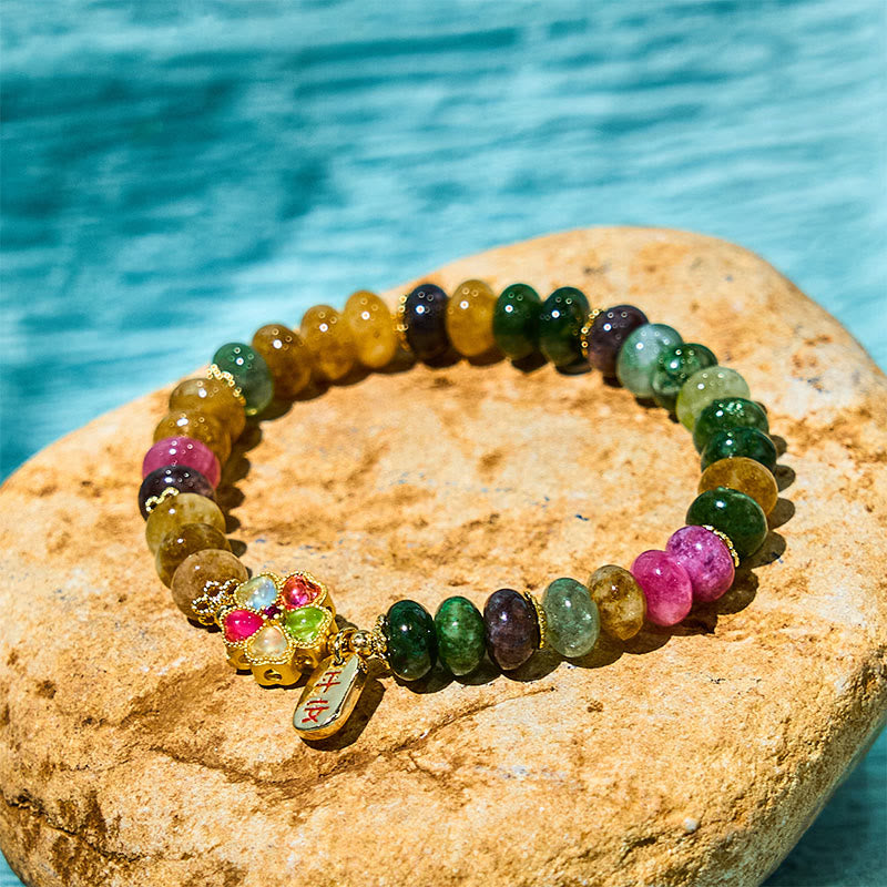 Unisex Tourmaline Jade Safe & Well Love Bracelet 14-16cm