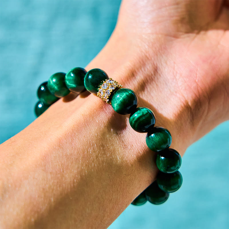 Green Tiger Eye Bracelet for Positive Energy | 14-16cm