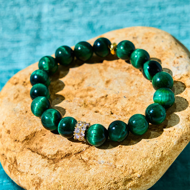 Green Tiger Eye Bracelet for Positive Energy | 14-16cm