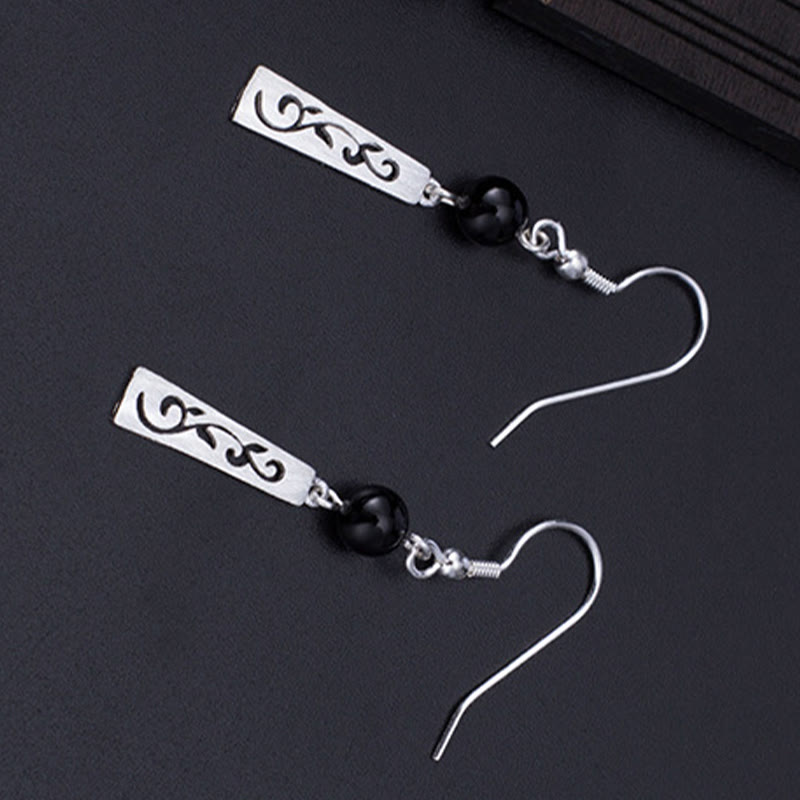 Sterling Silver Black Onyx Protection Earrings