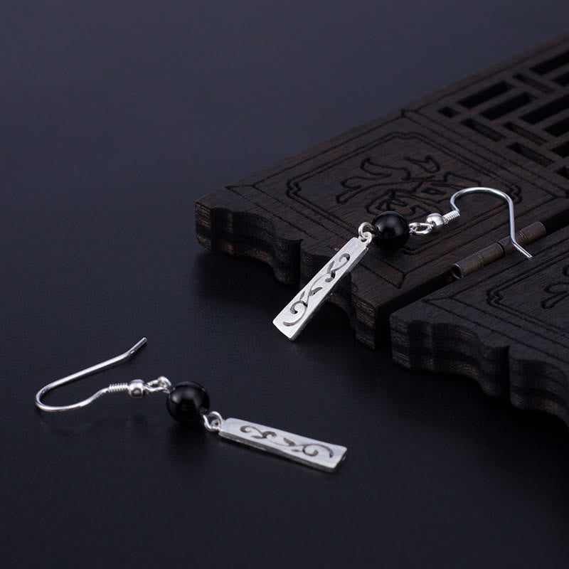 Sterling Silver Black Onyx Protection Earrings