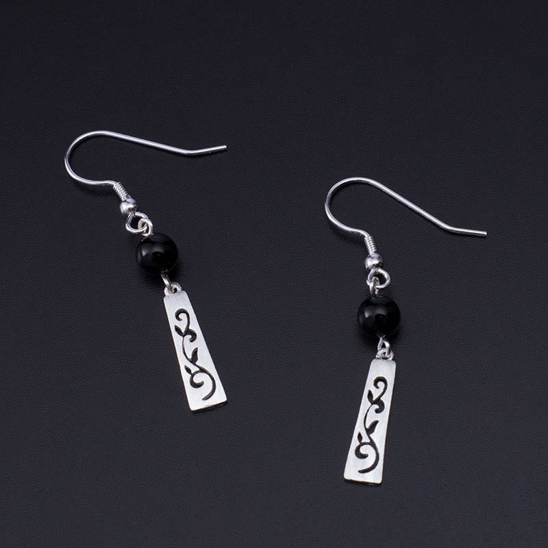 Sterling Silver Black Onyx Protection Earrings