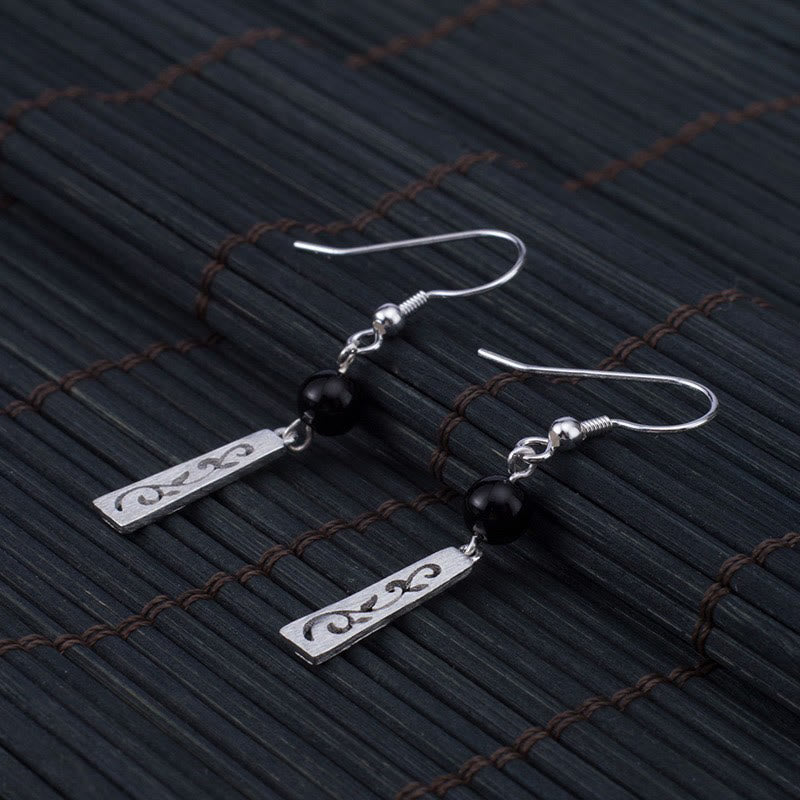 Sterling Silver Black Onyx Protection Earrings