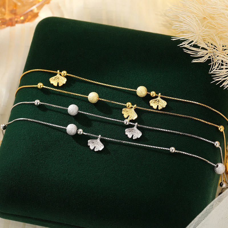 925 Sterling Silver Ginkgo Protection Anklet