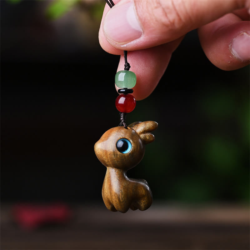 Small Leaf Red Sandalwood Lucky Mini Cat 3.2cm Decor
