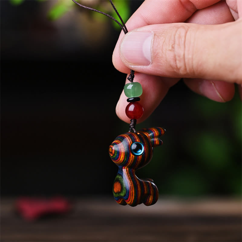 Small Leaf Red Sandalwood Lucky Mini Cat 3.2cm Decor