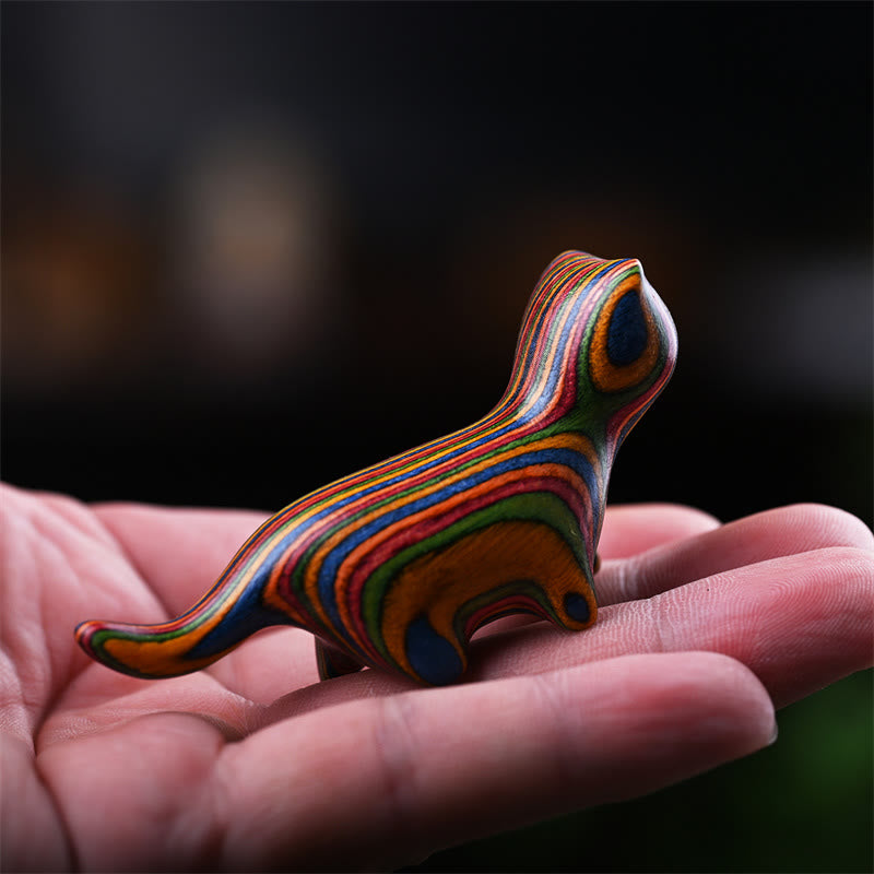 7.3cm Green Sandalwood Lucky Cat Figurine Positive Energy Statue