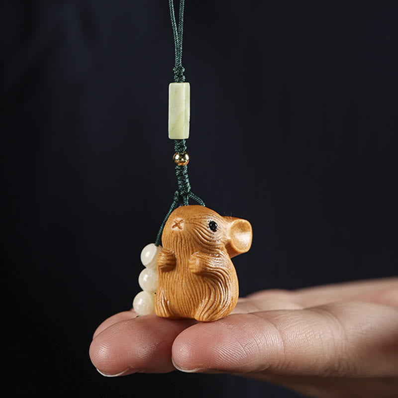 Small Leaf Red Sandalwood Lucky Rabbit Key Chain | Protection Charm