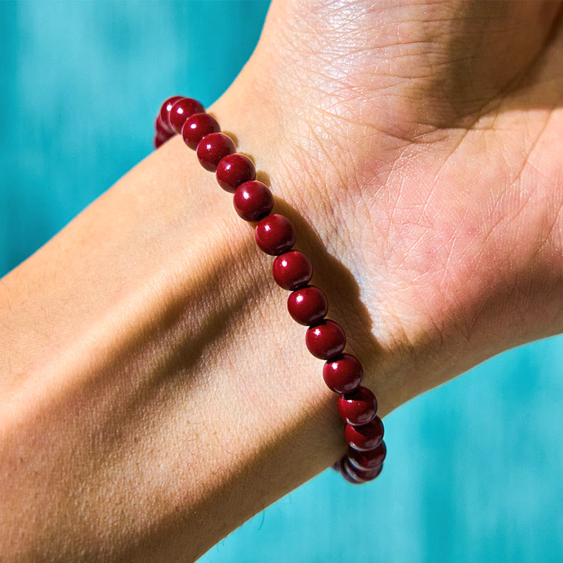 6mm Cinnabar Jade Fu Blessing Charm Bracelet for Blessings