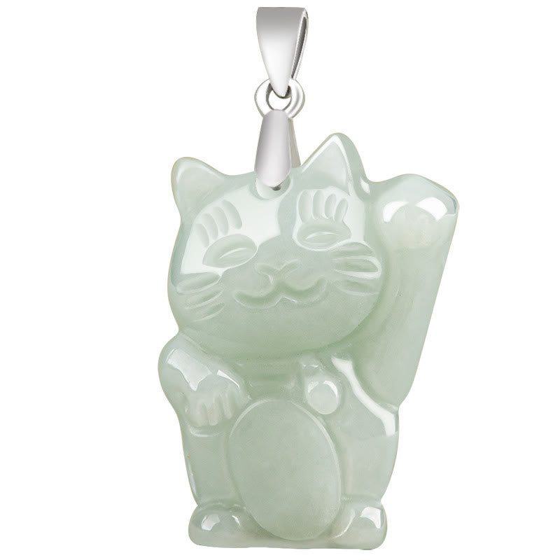 Jade Fortune Cat Prosperity Necklace