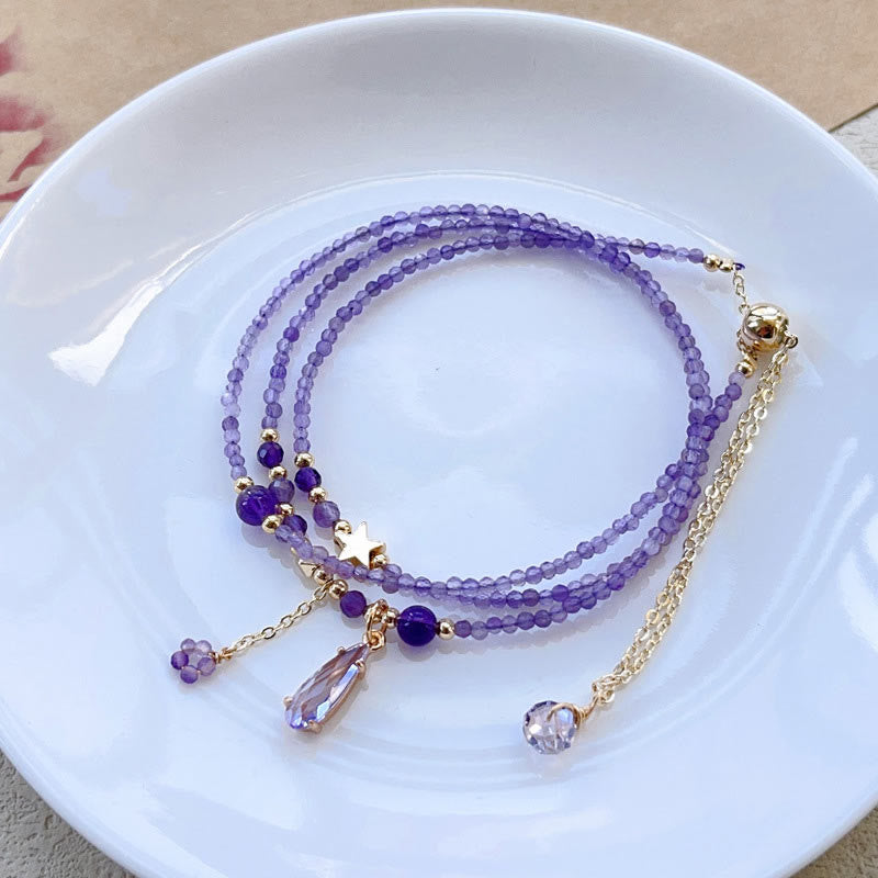 15-16cm Amethyst Triple Wrap Meditation Bracelet