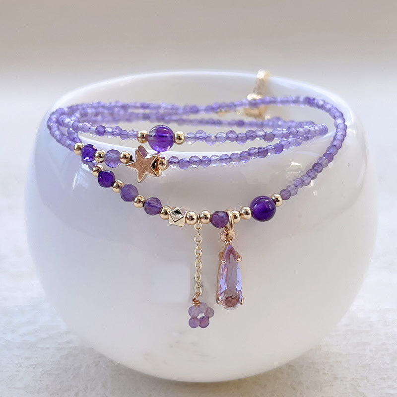 15-16cm Amethyst Triple Wrap Meditation Bracelet