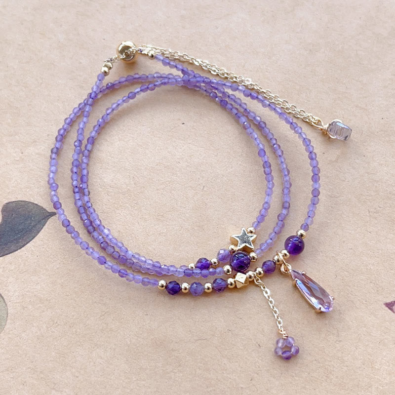 15-16cm Amethyst Triple Wrap Meditation Bracelet