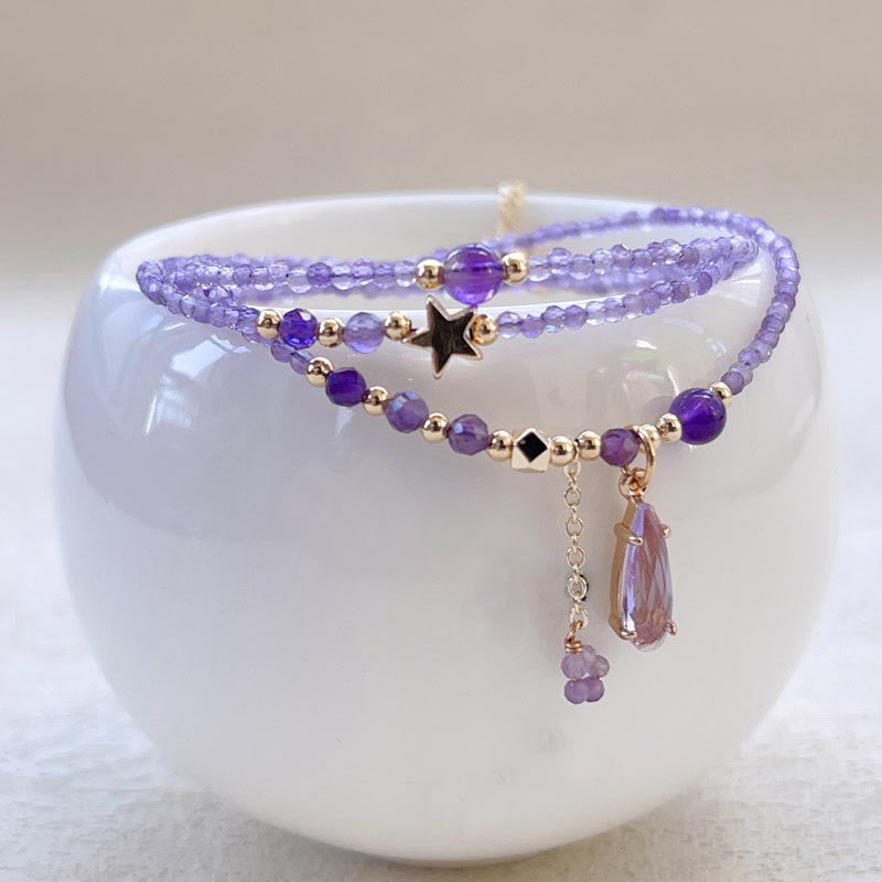 15-16cm Amethyst Triple Wrap Meditation Bracelet