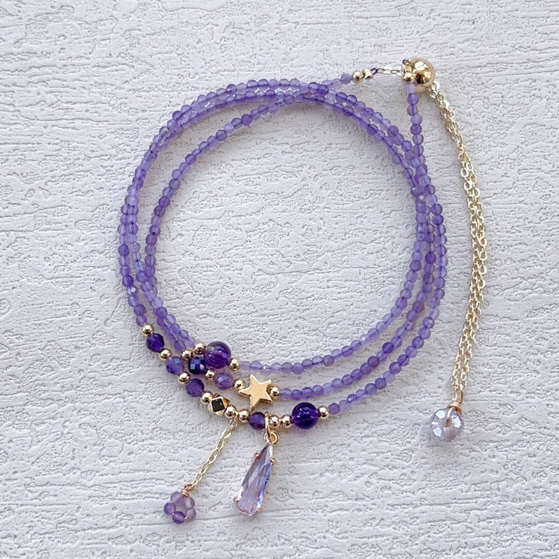15-16cm Amethyst Triple Wrap Meditation Bracelet