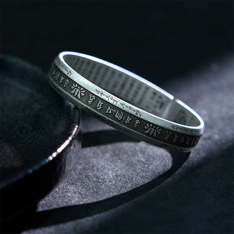 Om Mani Padme Hum Lotus Mantra Peace Meditation Cuff Bracelet