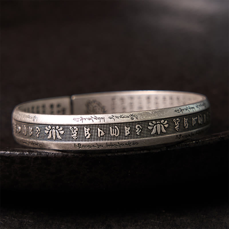 Om Mani Padme Hum Lotus Mantra Peace Meditation Cuff Bracelet