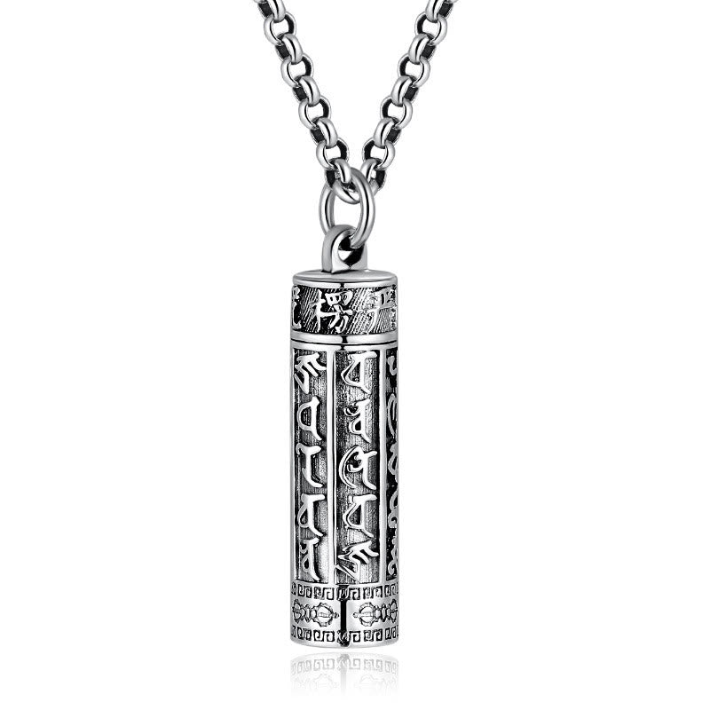 Om Mani Padme Hum Copper Plated Silver Peace Necklace