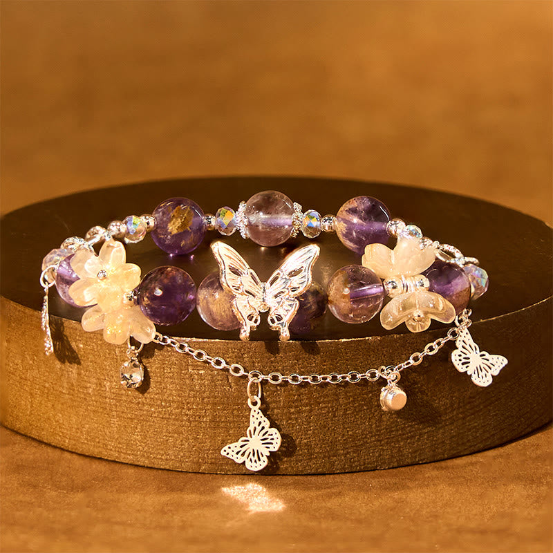 8mm Purple Phantom Amethyst Wisdom Bracelet for Women