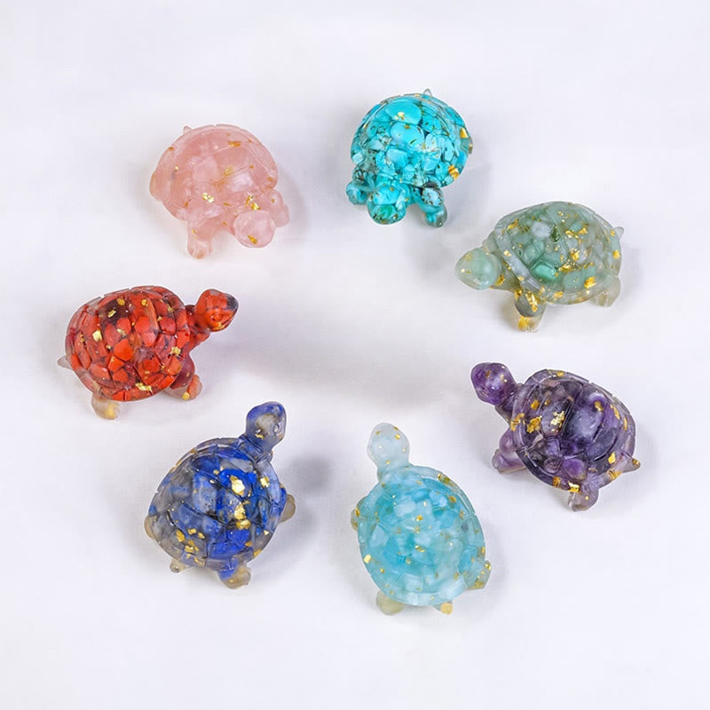 Amethyst Natural Crystal Resin Small Turtle Statue