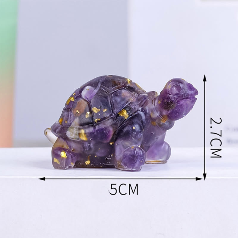Amethyst Natural Crystal Resin Small Turtle Statue