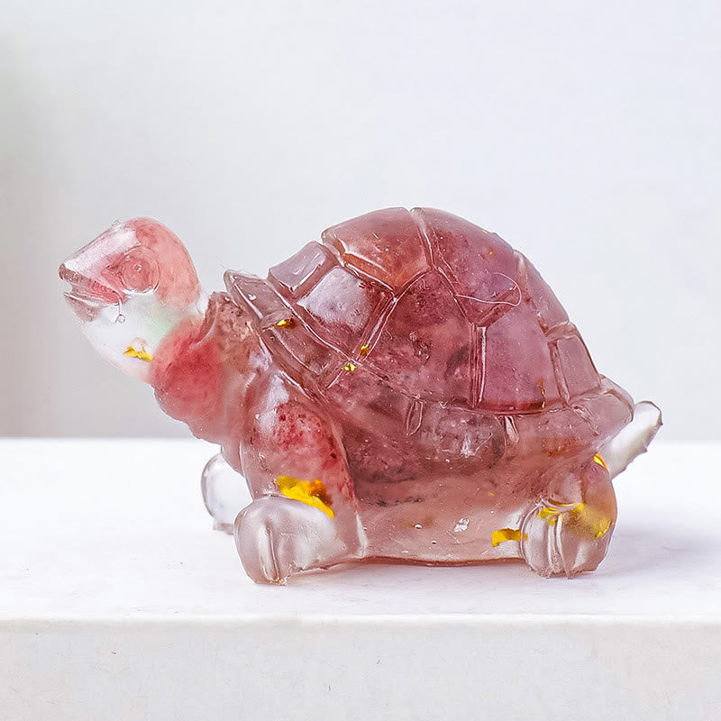 Amethyst Natural Crystal Resin Small Turtle Statue
