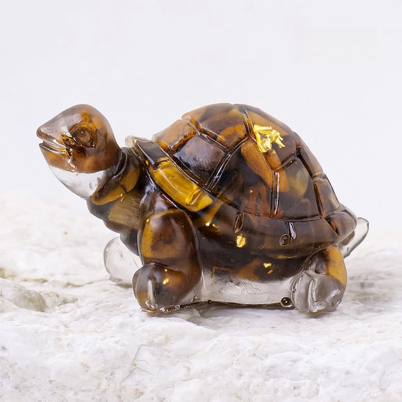 Amethyst Natural Crystal Resin Small Turtle Statue