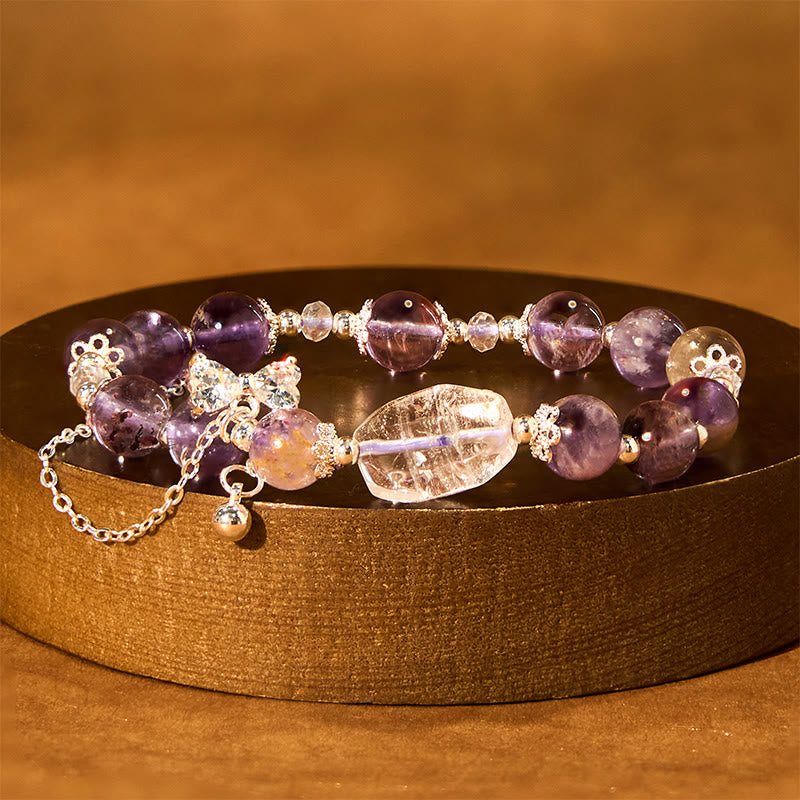 8mm Purple Phantom Amethyst Wisdom Bracelet for Women