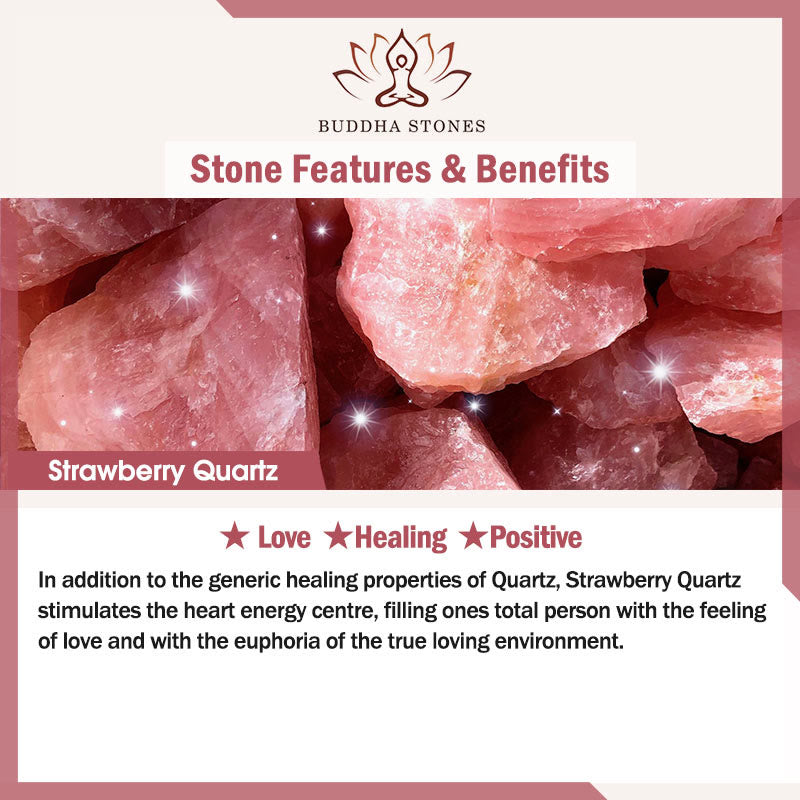 8mm Strawberry Quartz Positive Love Bracelet for Women