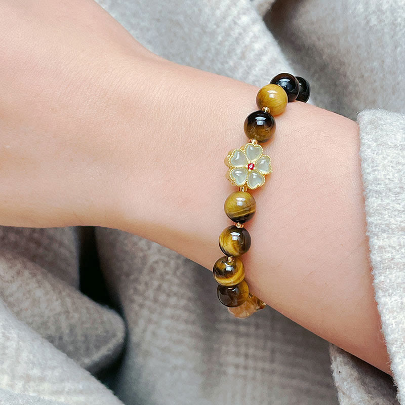 8mm Tiger Eye Citrine Courage Bracelet for Protection