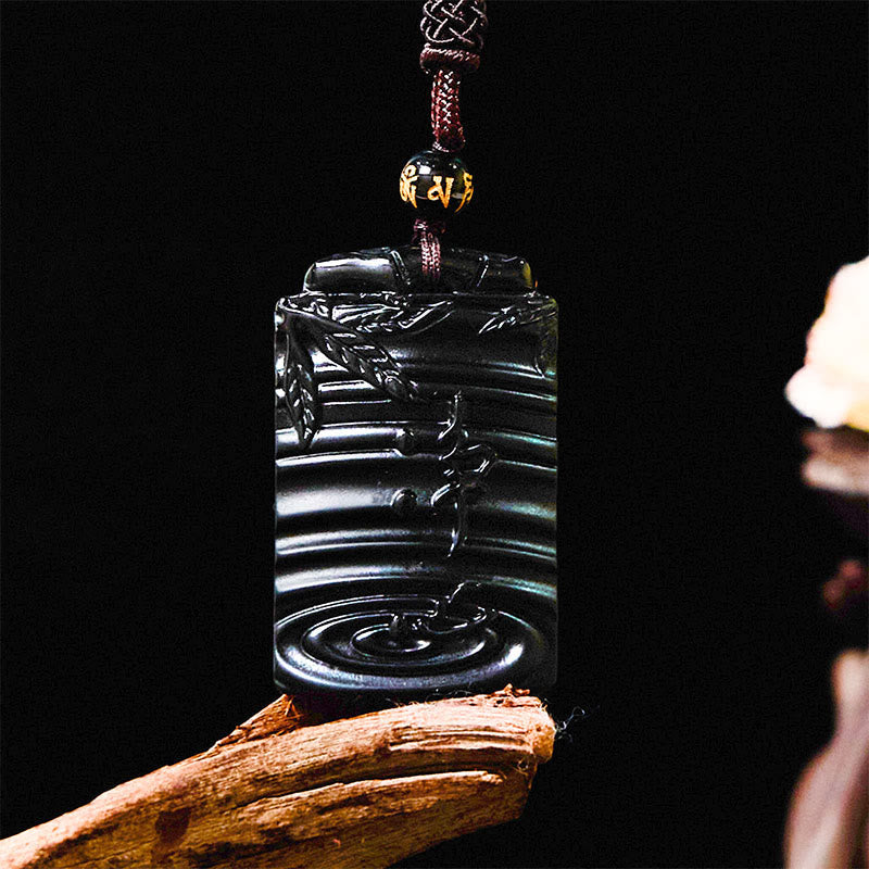 Black Obsidian Fulfillment Necklace Pendant 65cm Rope