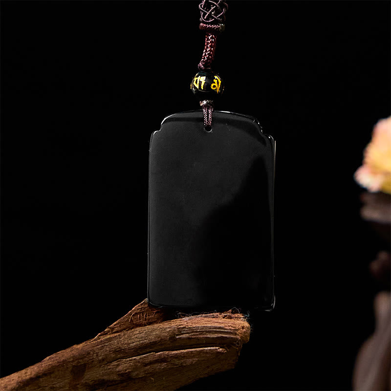 Black Obsidian Fulfillment Necklace Pendant 65cm Rope