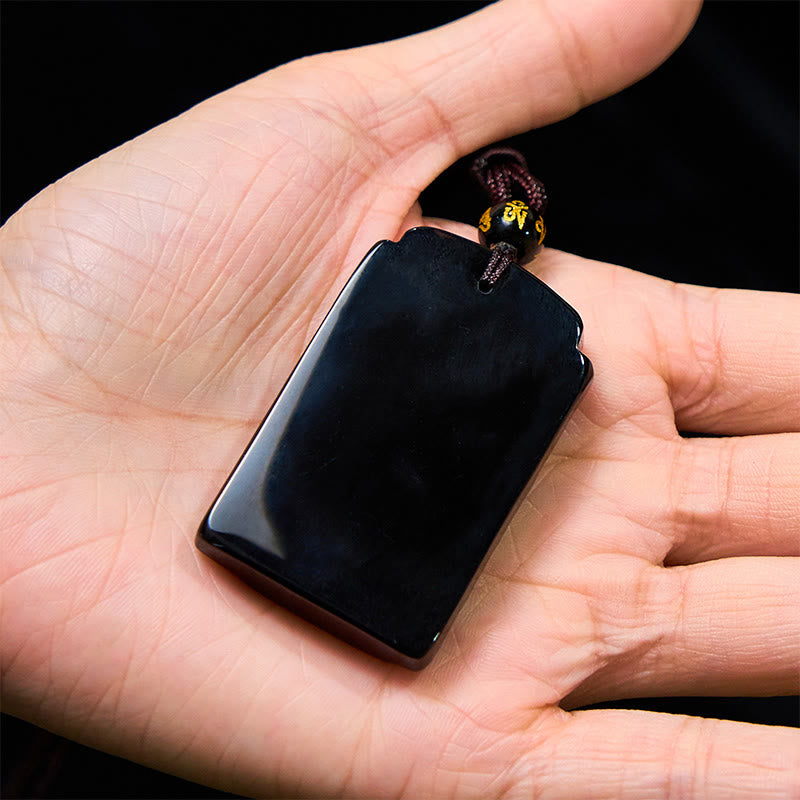 Black Obsidian Fulfillment Necklace Pendant 65cm Rope
