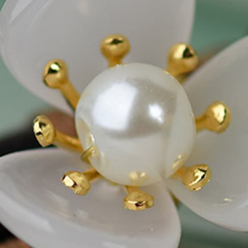 Magnolia Pearl Spiritual Protection Hairpin with Grain Wood