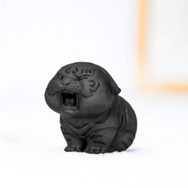 Mini Cute Tiger Iron Resin Statue - Spiritual Animal Figurine